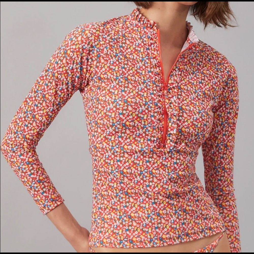 Tory Burch Printed Ruffle Surf Shirt